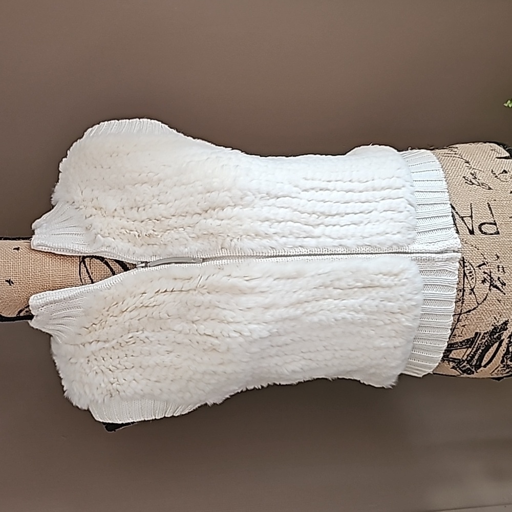 CABO Rabbit Fur Wool Blend Cream Sweater Vest XS